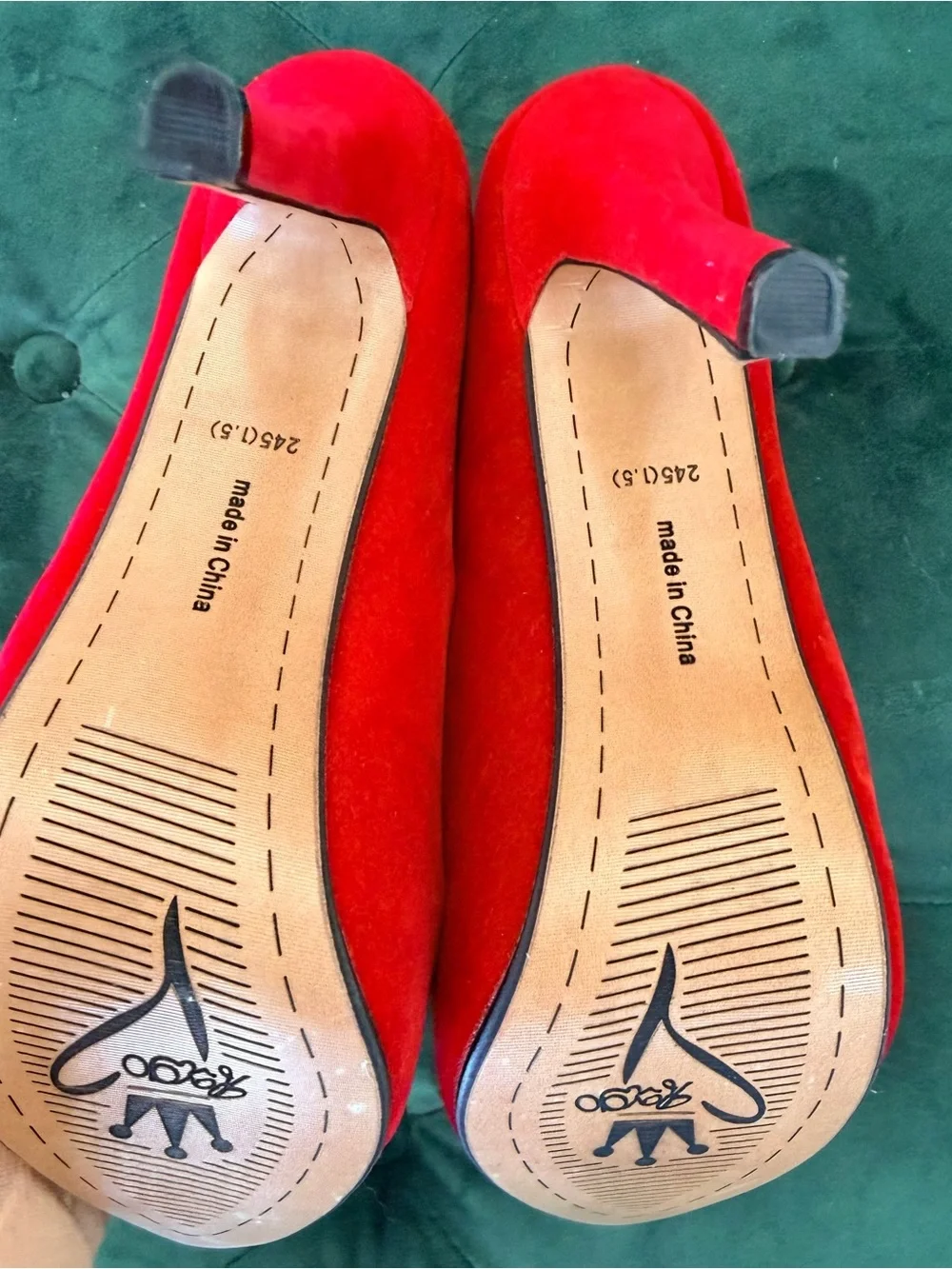 EGO Red Suede Platform Stiletto Heels